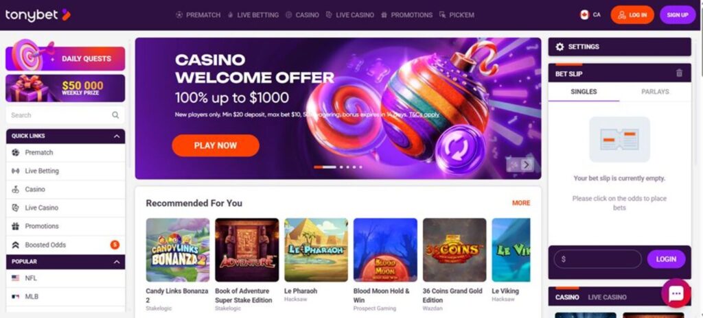 tony bet welcome bonus